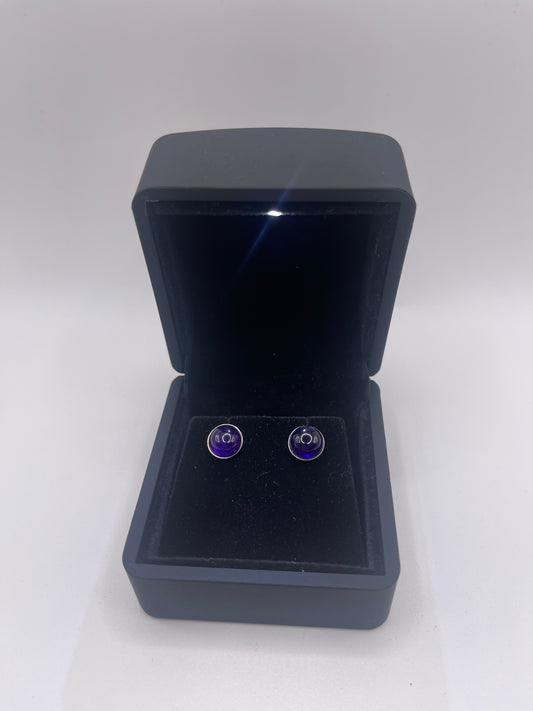 4 tcw Brazilian Amethyst Titanium Stud Earrings