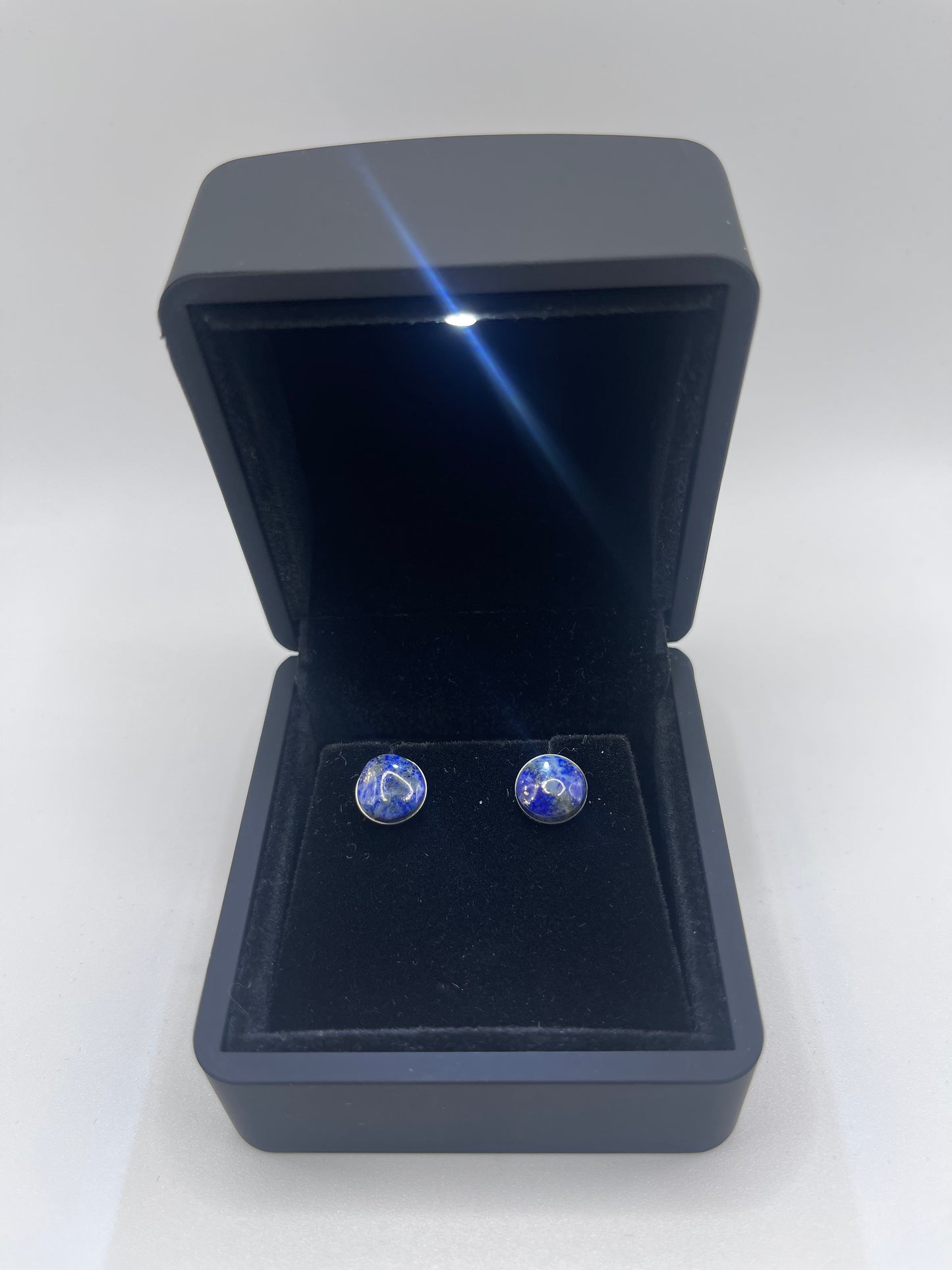 8mm Lapis Titanium Stud Earrings