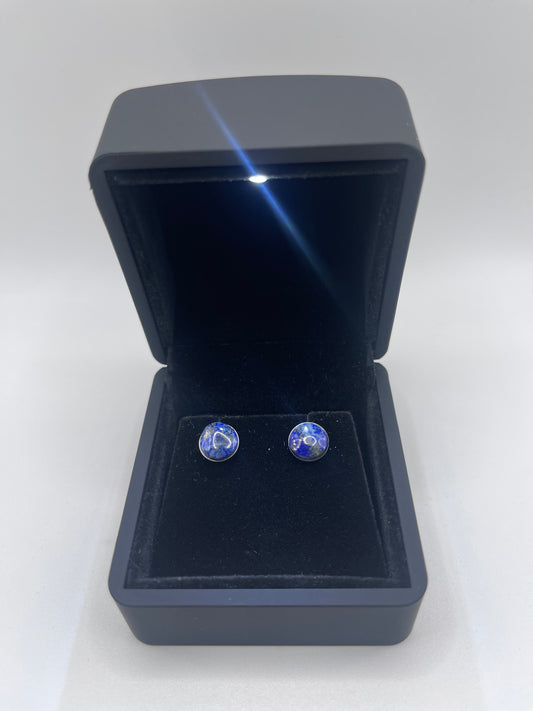 8mm Lapis Titanium Stud Earrings