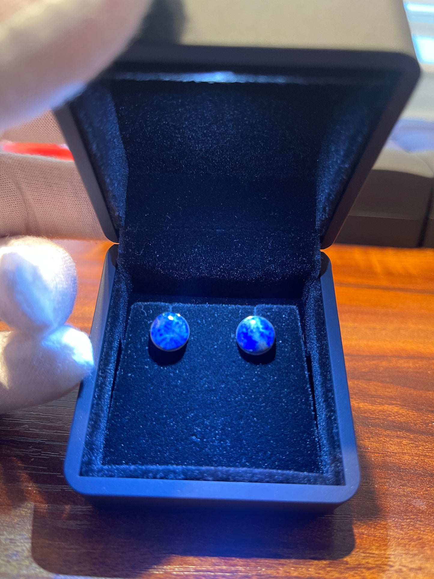 8mm Lapis Titanium Stud Earrings