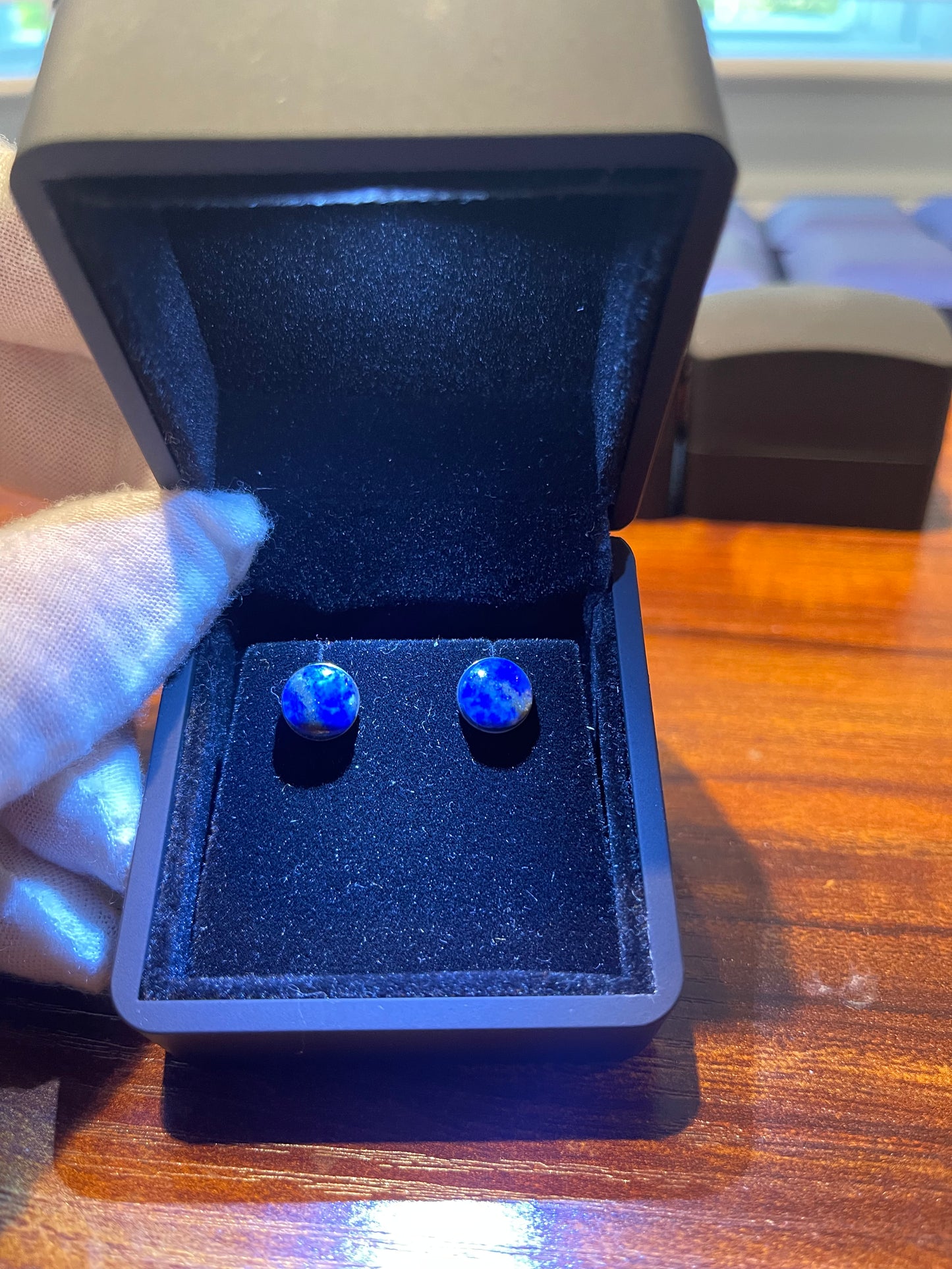 8mm Lapis Titanium Stud Earrings