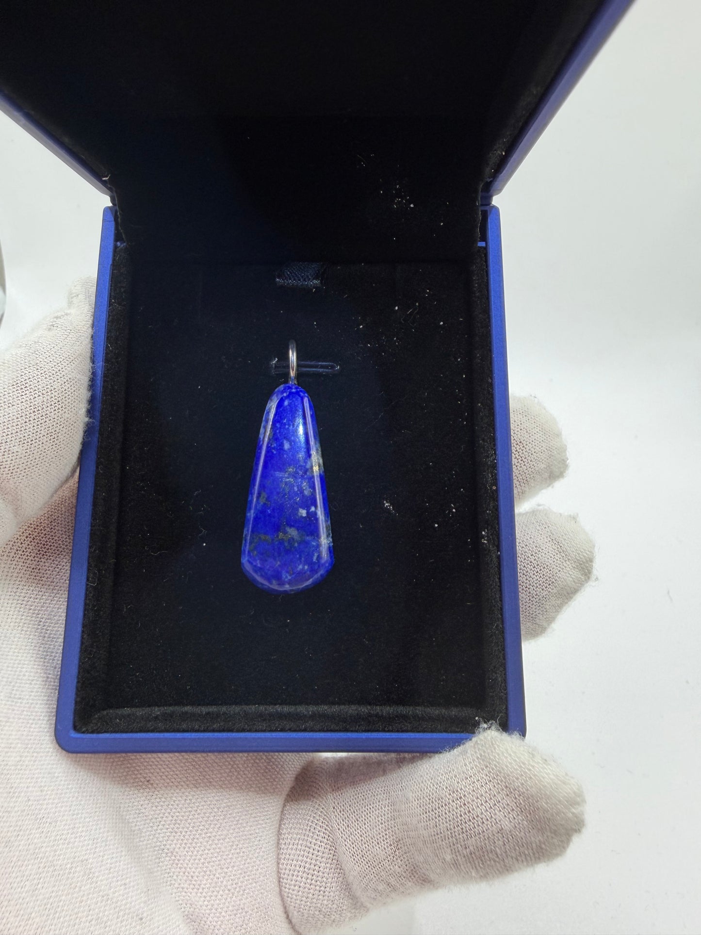 34-carat lapis lazuli pendant detail shot – artisan handcrafted jewelry made in Maine
