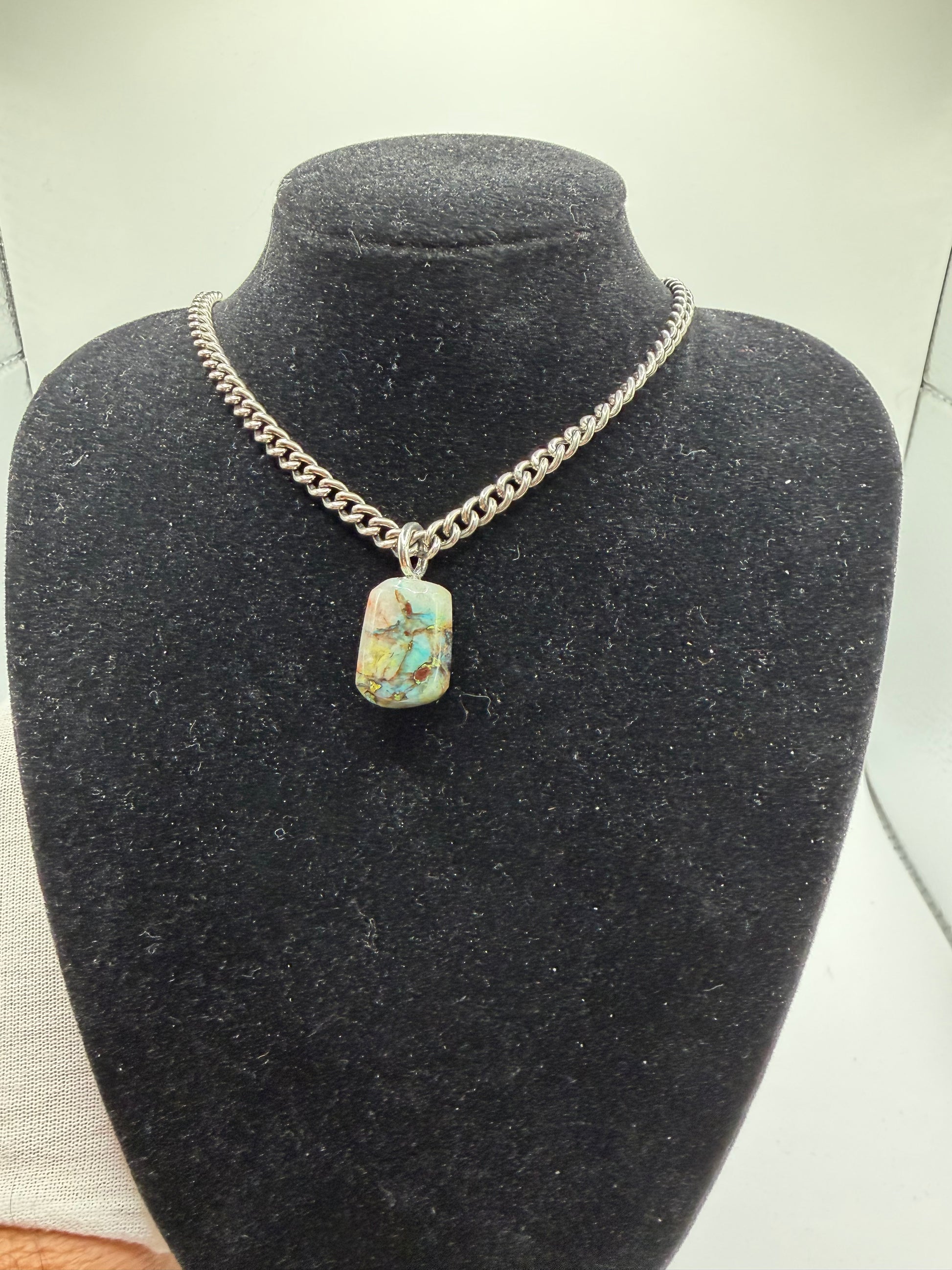 26ct Namibian Quantum Quattro natural gemstone pendant with sterling silver bail, front view
