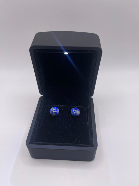 8mm Lapis Titanium Stud Earrings