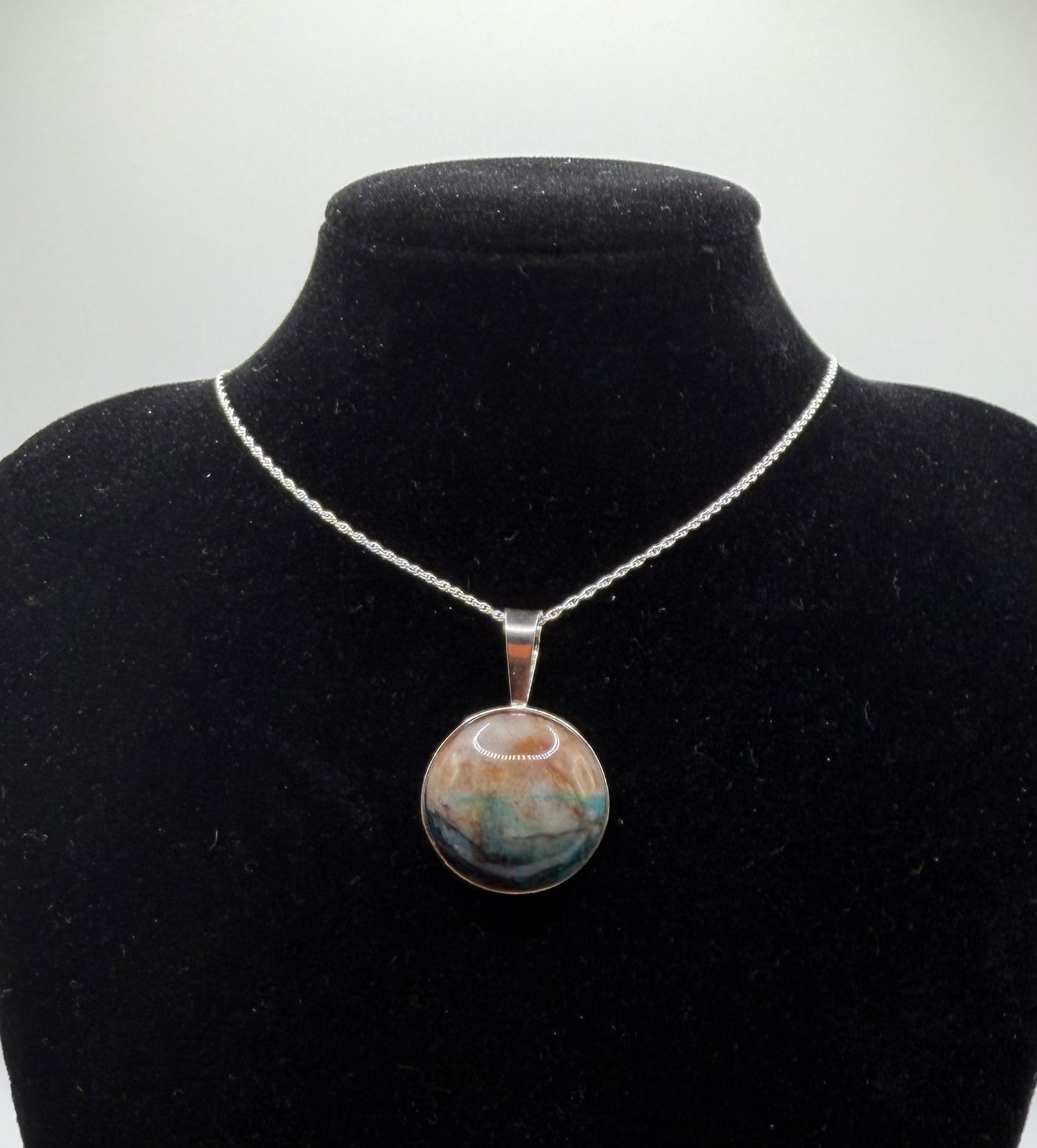 20mm Quantum Quattro pendant handcrafted in Maine sterling silver setting