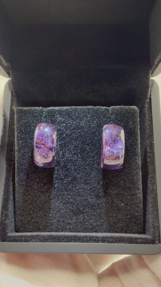 14 tcw Rwandan Amethyst titanium stud earrings